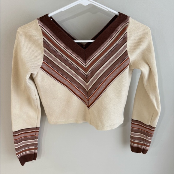 Intimately Free People So Good Stripe Pullover Sweater - Cream/Rust - Size Small - Picture 2 of 11